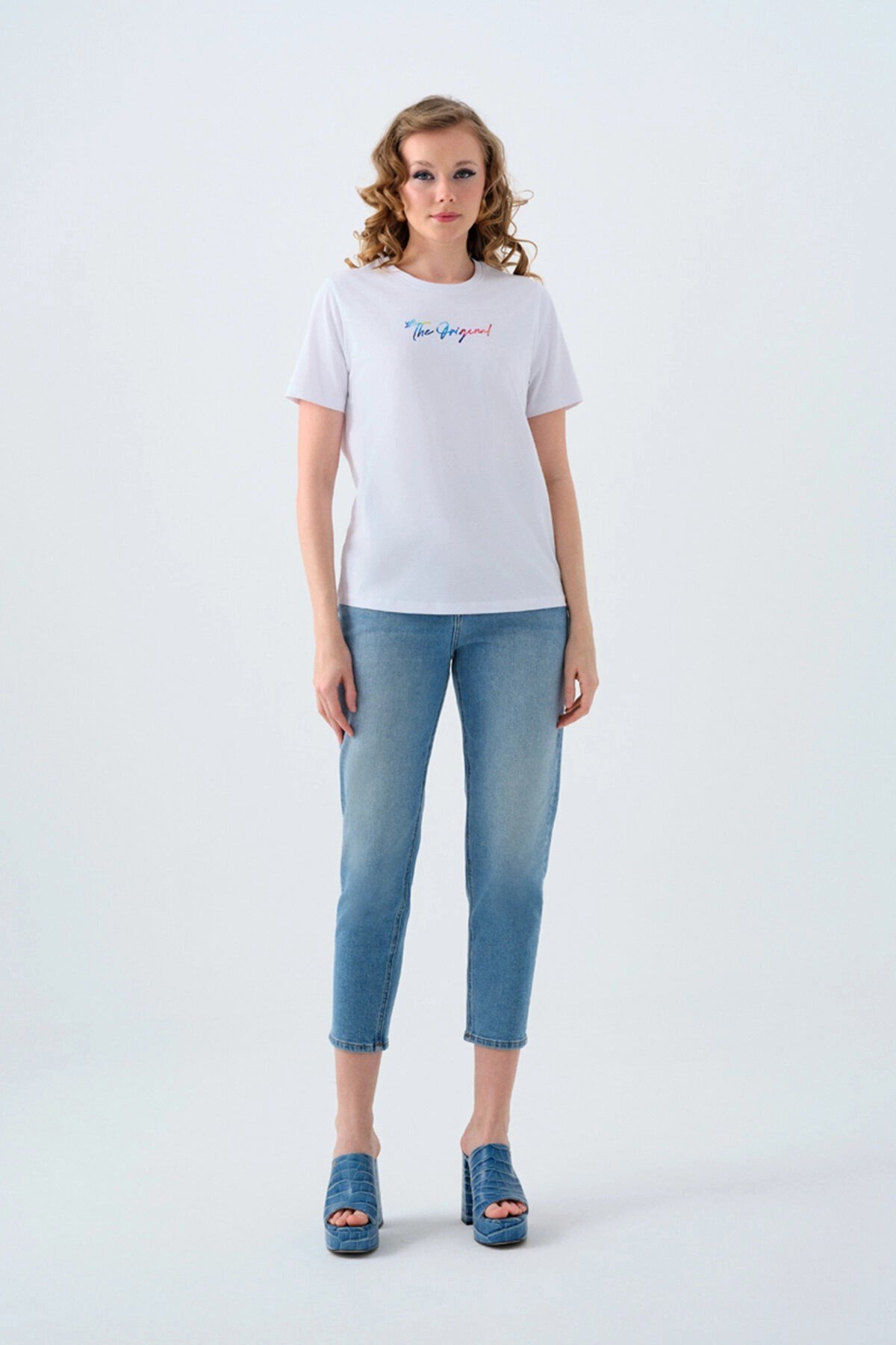 Loft LF 2038773 MOM STELLA LIGHT BLUE WASH W PNT Mavi Kadın Kot Pantolon