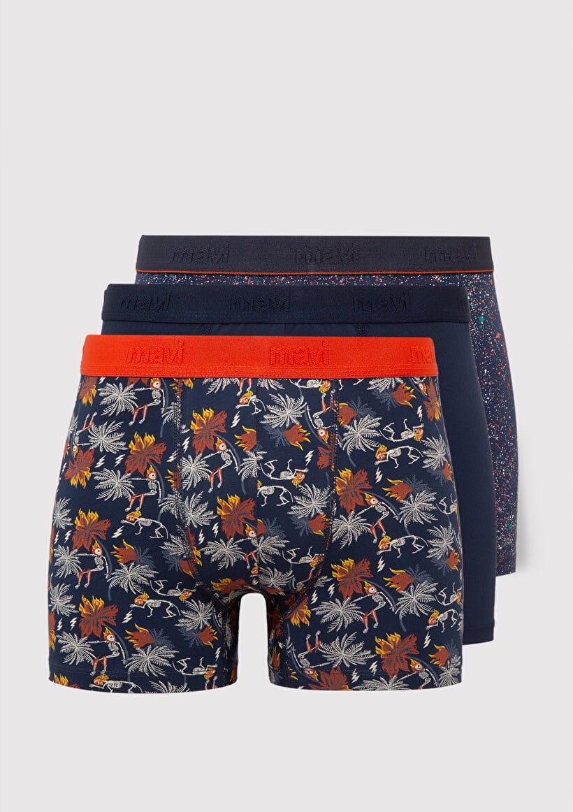 Mavi 3'LÜ PAKET BOXER Siyah Siyah Erkek Boxer