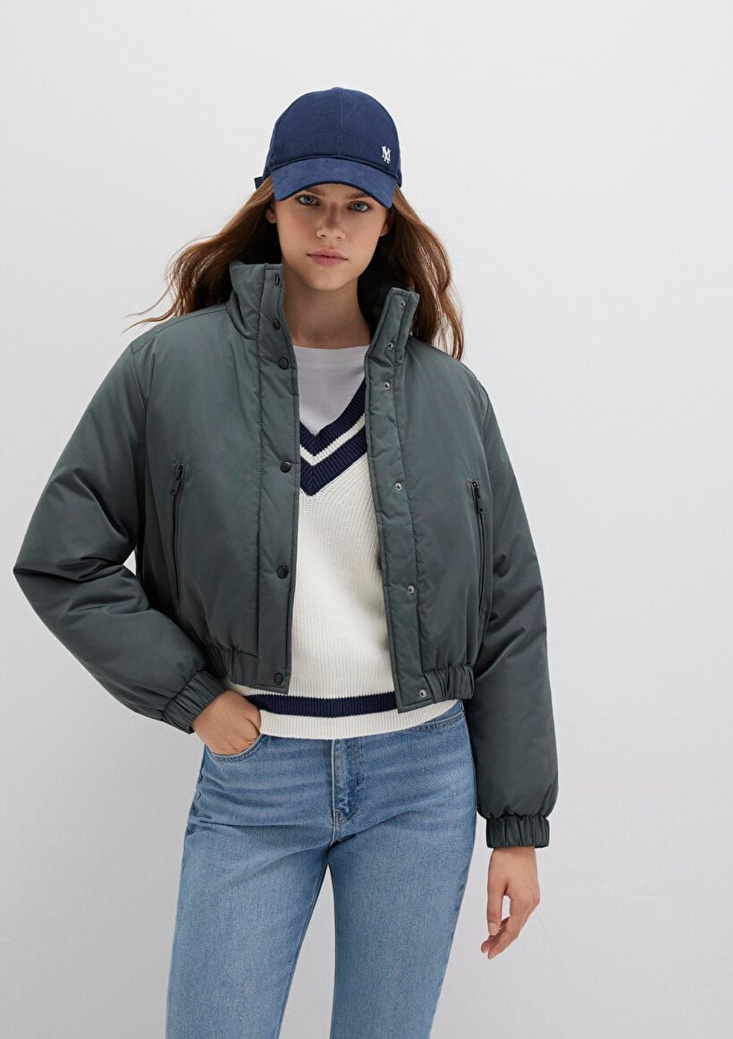 Mavi BASKiLi CEKET Yosun YeSili Petrol Kadın Ceket