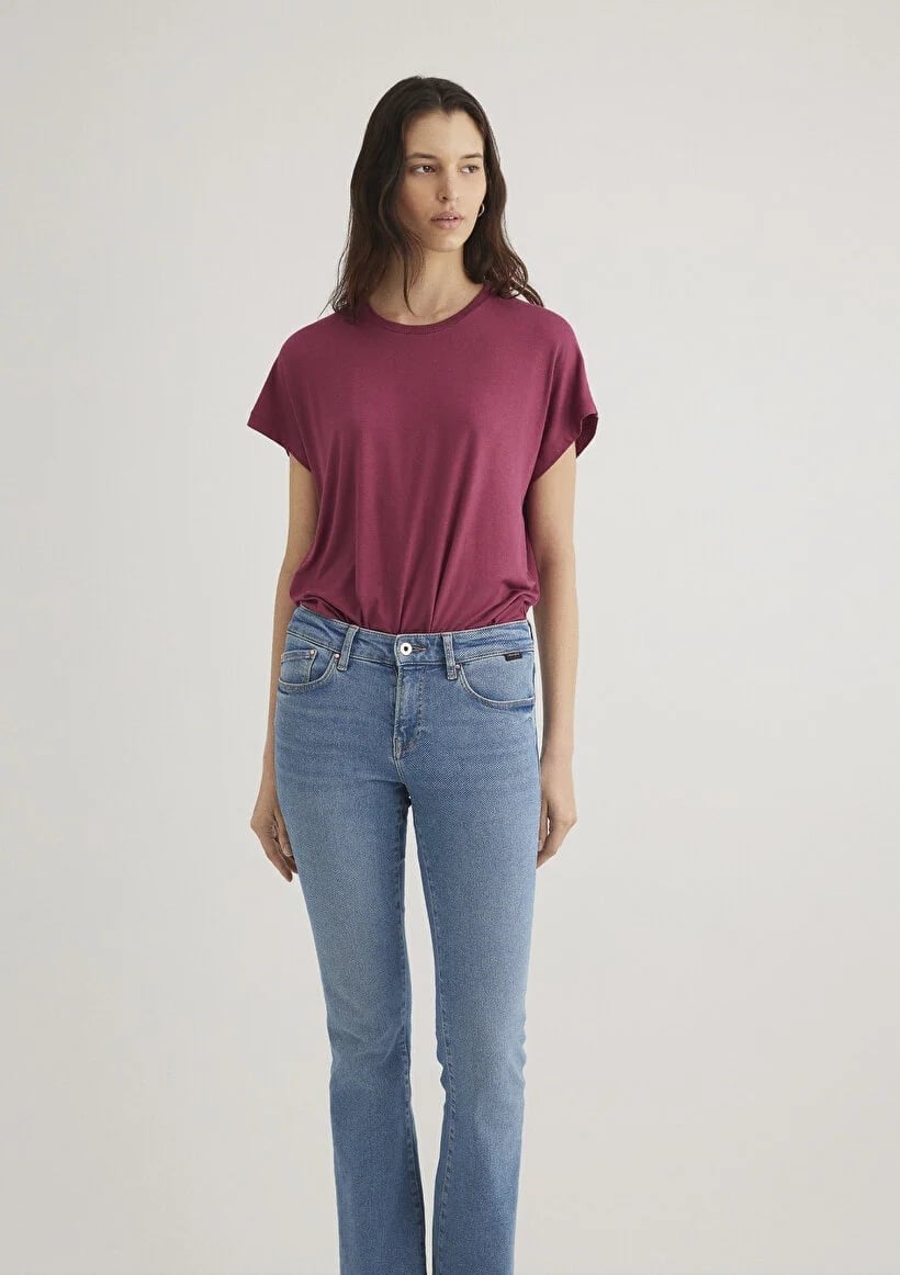 Mavi BiSiKLET YAKA BASiC TİŞÖRT Beaujolais Mürdüm Kadın T-Shirt