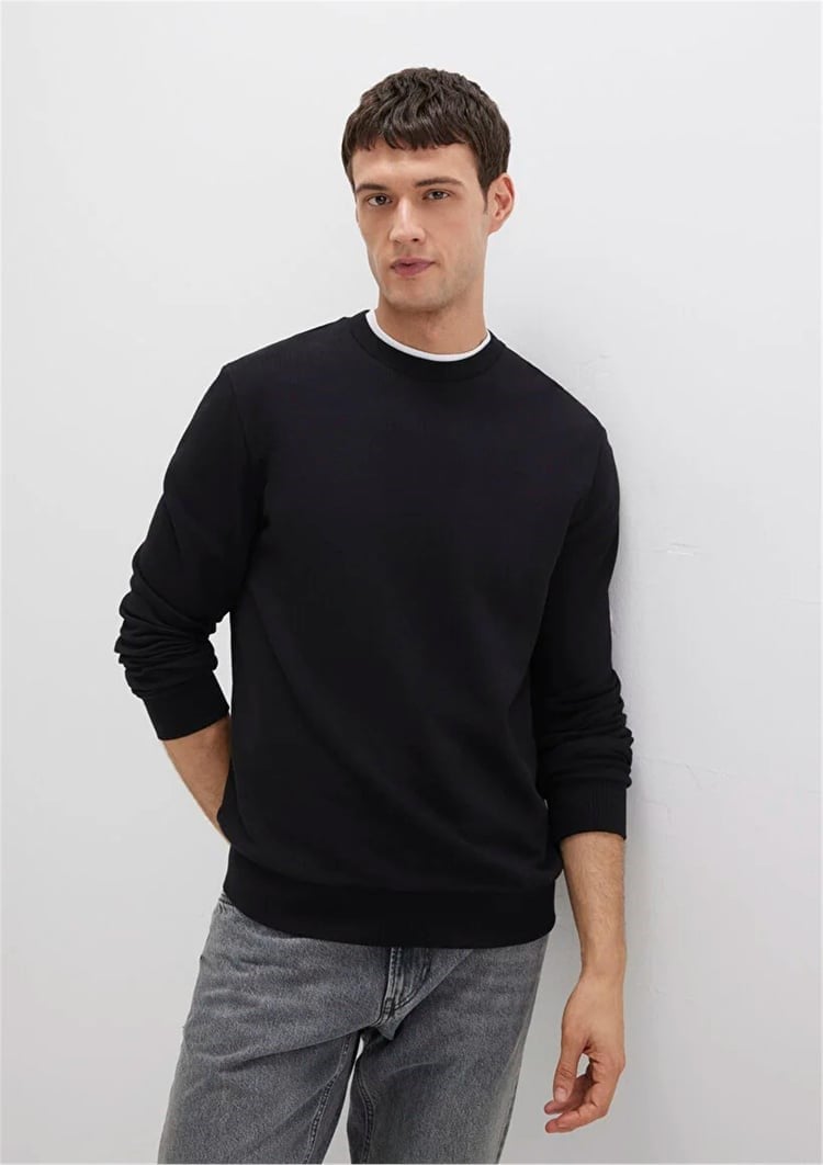 Mavi BİSİKLET YAKA SWEATSHIRT  Siyah Siyah Erkek Sweatshirt