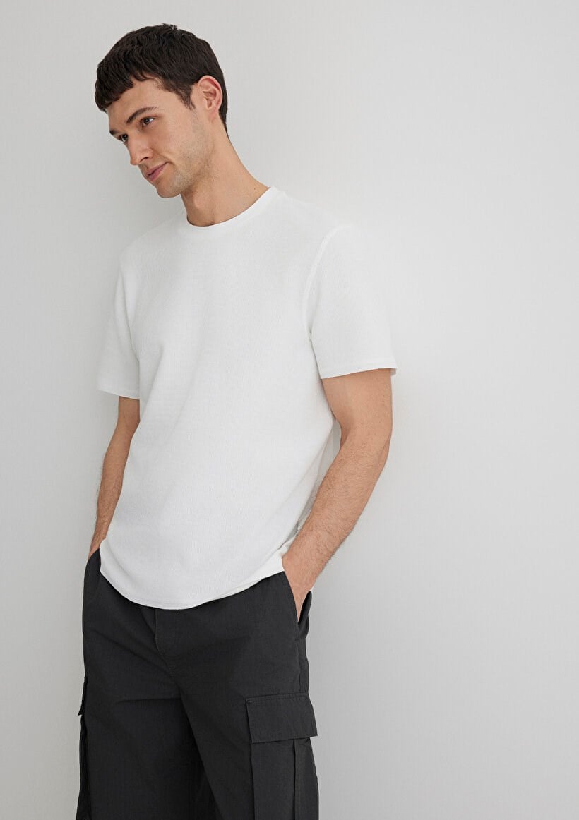 Mavi BİSİKLET YAKA TİŞÖRT Kırık Beyaz Kırık Beyaz Erkek T-Shirt