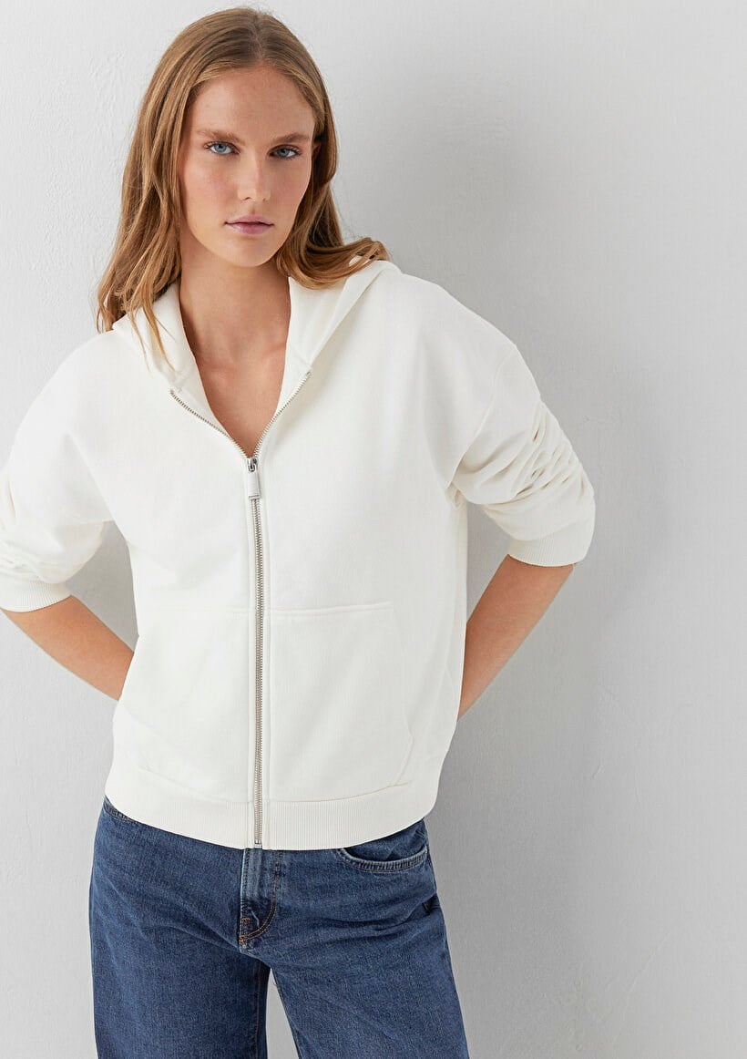 Mavi FERMUARLI BASIC SWEATSHIRT Toz Beyaz Kırık Beyaz Kadın Sweatshirt