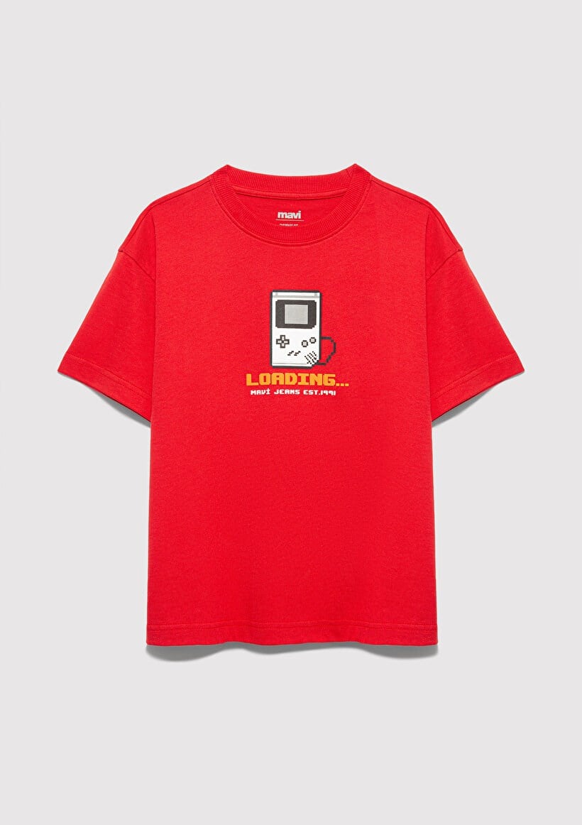 Mavi GAME OVER BASKILI TİŞÖRT Koyu Kırmızı Kırmızı Erkek Çocuk T-Shirt