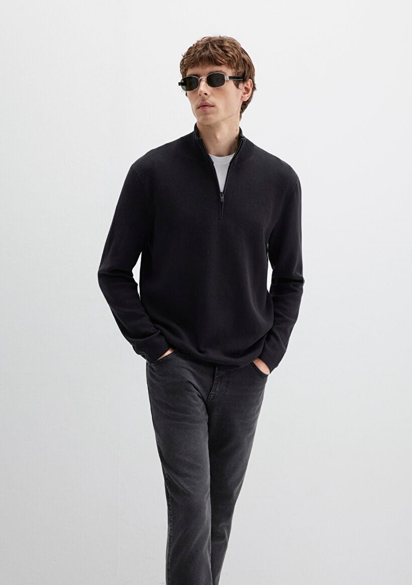 Mavi HALF ZiP KAZAK Siyah Siyah Erkek Kazak