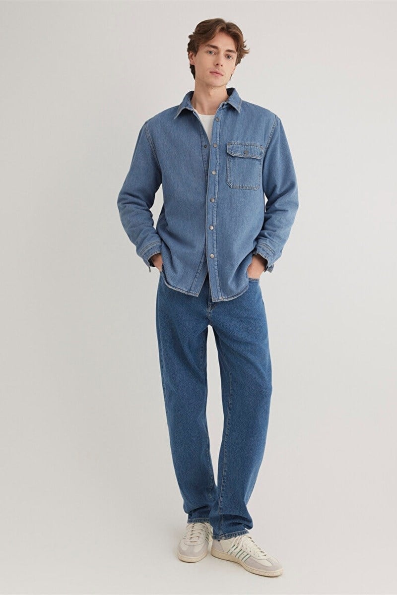 Mavi JEREMY Mid Blue Sherpa Classic Denim Denim Erkek Gömlek