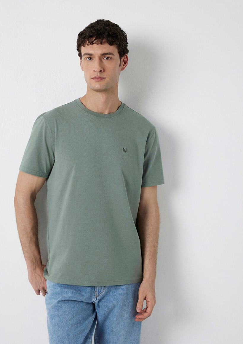 Mavi KISA KOL TİŞÖRT Açık Haki Haki Erkek T-Shirt