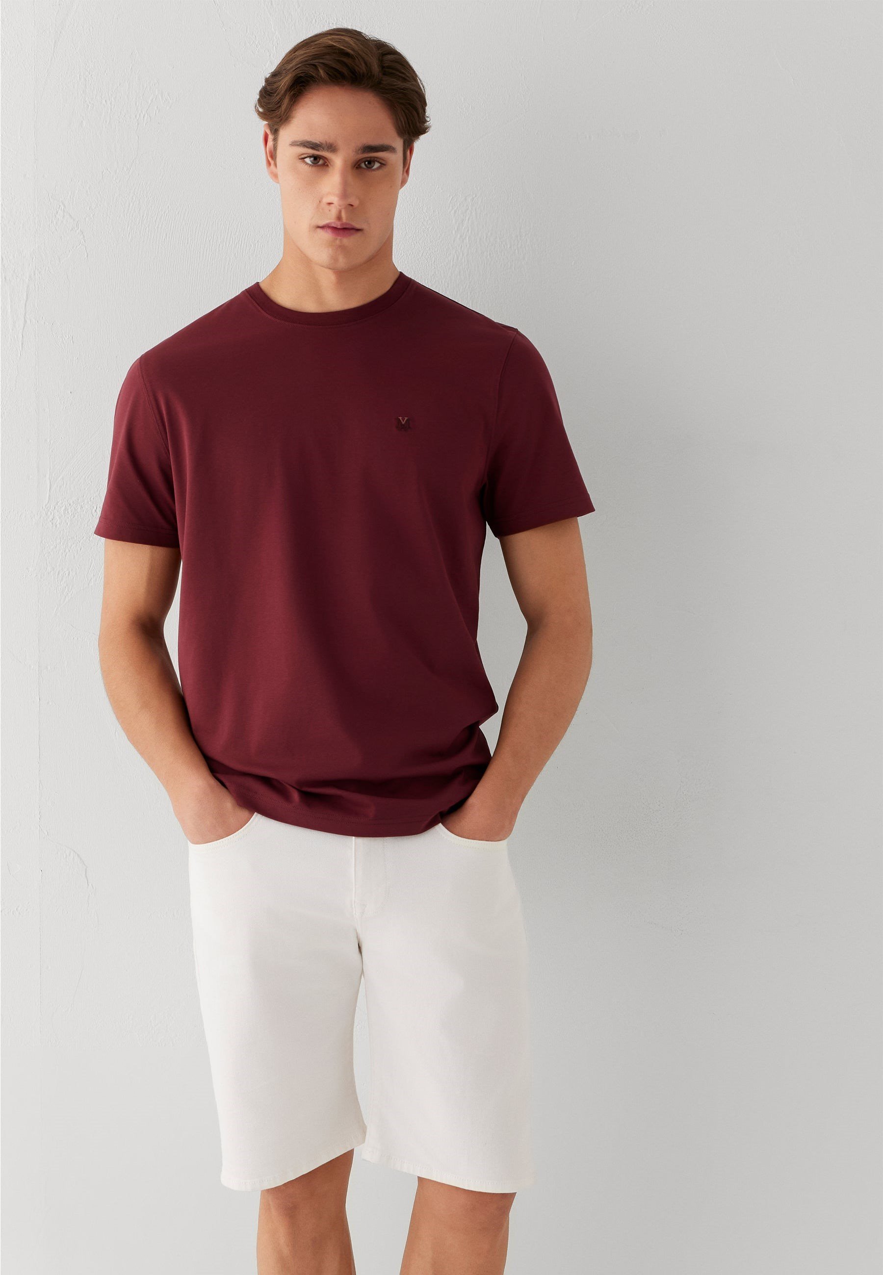 Mavi KISA KOL TİŞÖRT Kış Bordosu Bordo Erkek T-Shirt