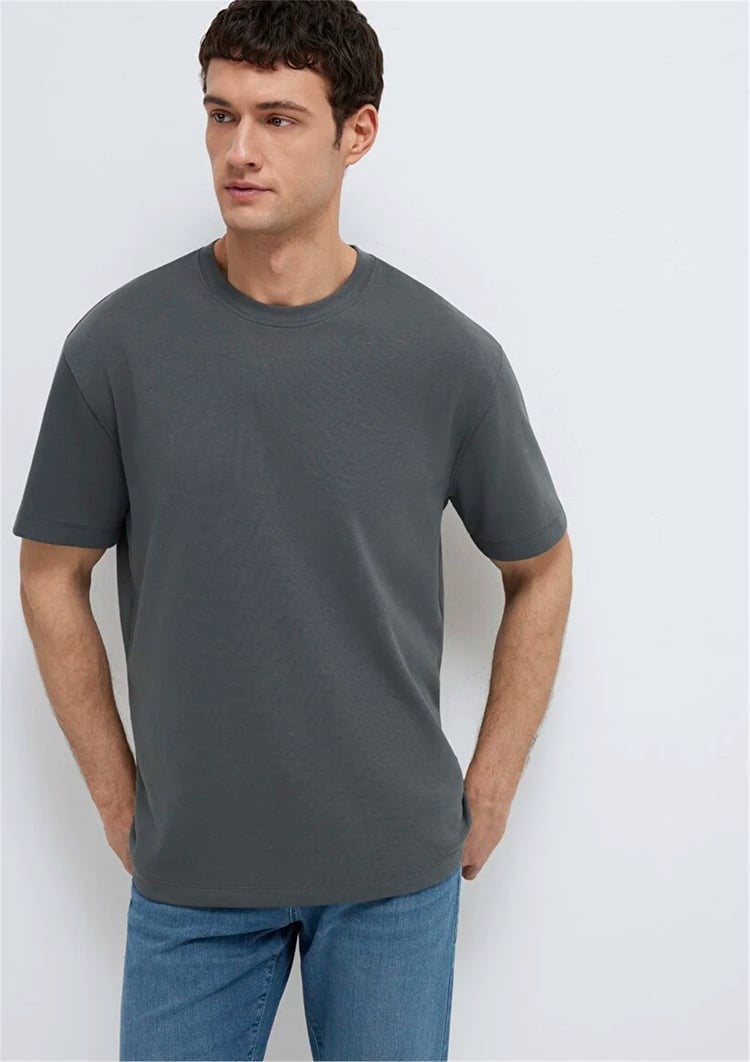 Mavi KISA KOL TİŞÖRT Koyu Gölge Gri Gri Erkek T-Shirt