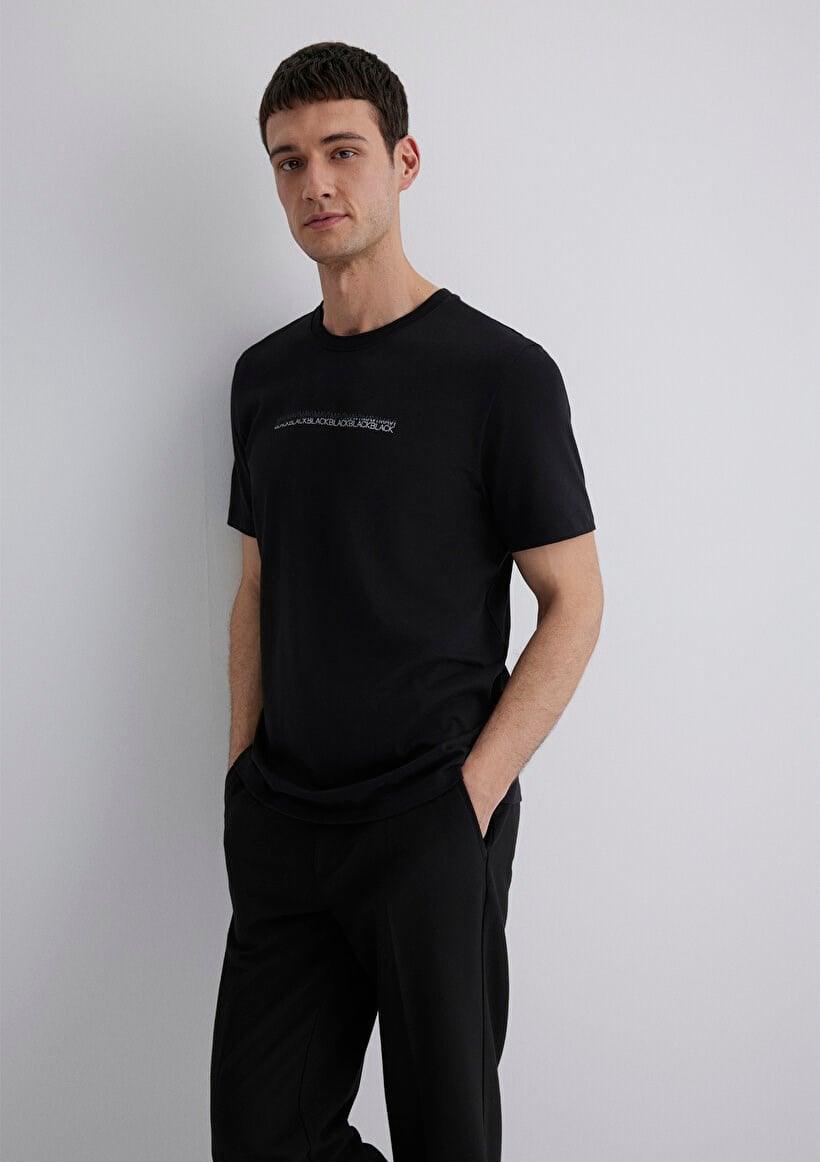 Mavi KISA KOL TİŞÖRT Siyah Siyah Erkek T-Shirt