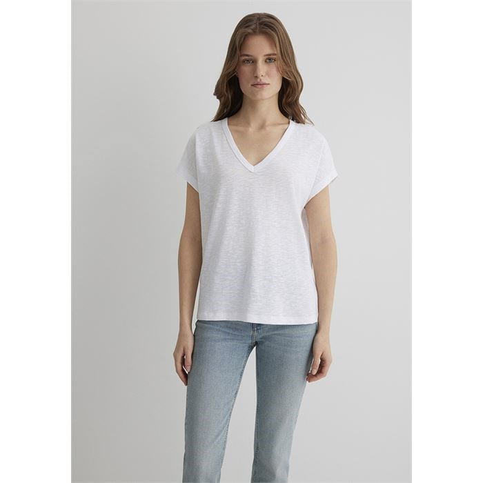 Mavi KiSA KOLLU BASiC Beyaz Beyaz Kadın T-Shirt