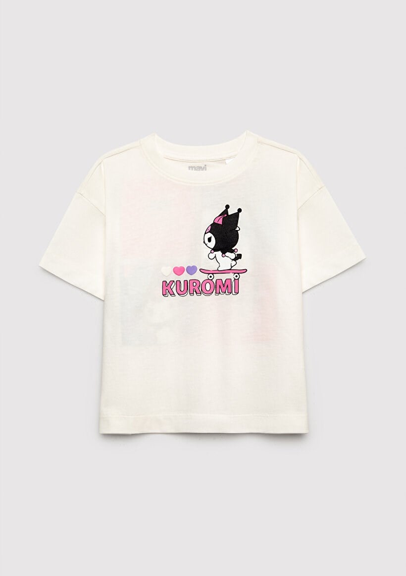 Mavi KUROMI BASKILI TİŞÖRT Kırık Beyaz Kırık Beyaz Kız Çocuk T-Shirt