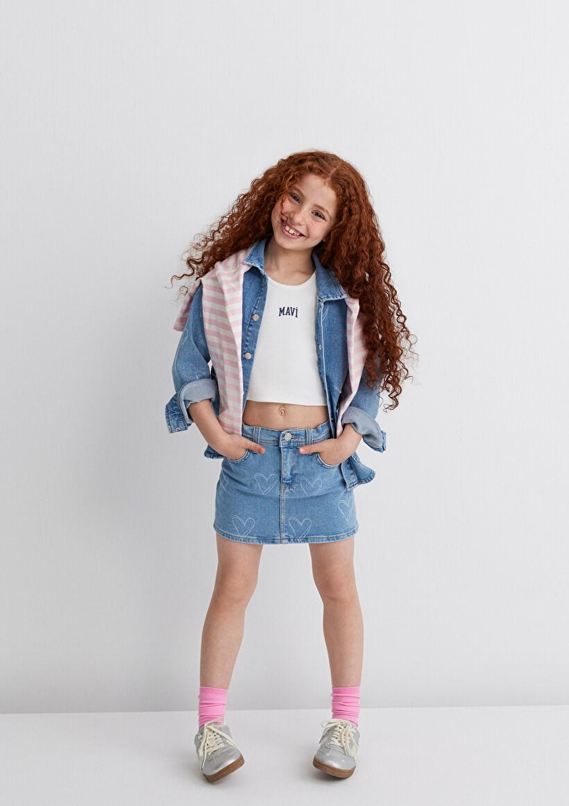 Mavi LAYNA Lt Heart Denim Denim Kız Çocuk Etek