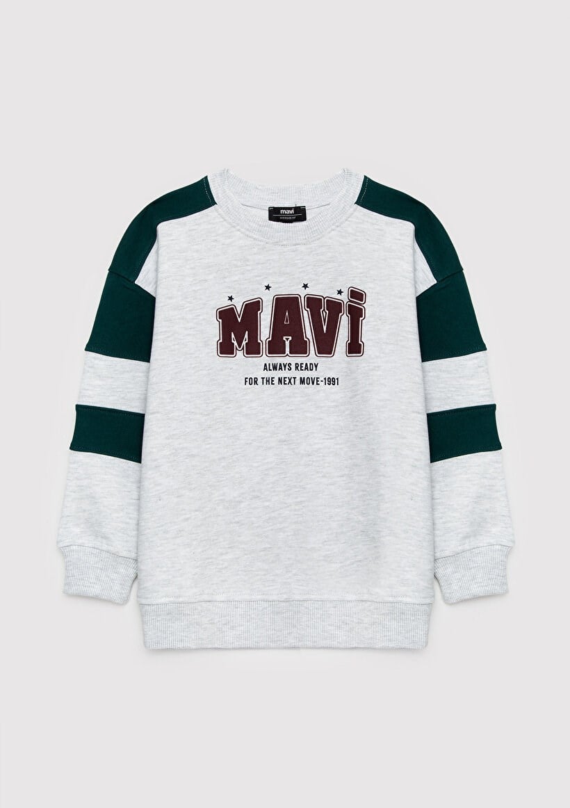 Mavi LOGO ÇİZGİLİ SWEATSHİRT Açık Gri Melanj Gri Erkek Çocuk Sweatshirt