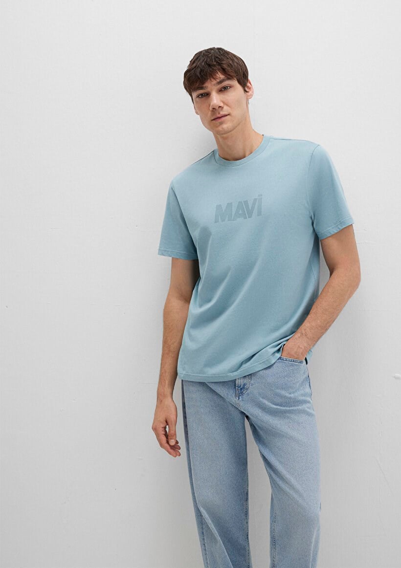 Mavi LOGO TİŞÖRT Taş Mavi Açık Mavi Erkek T-Shirt