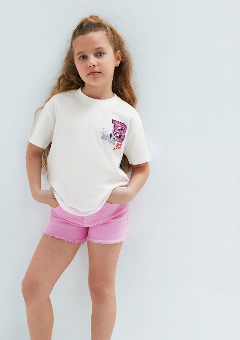 Mavi LOONEY TUNES BASKILI TİŞÖRT Kırık Beyaz Kırık Beyaz Kız Çocuk T-Shirt