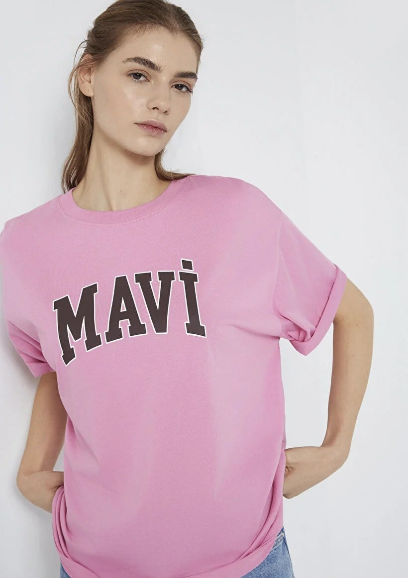 Mavi MAVİ BASKILI TİŞÖRT Cashmere Rose Fuşya Kadın T-Shirt