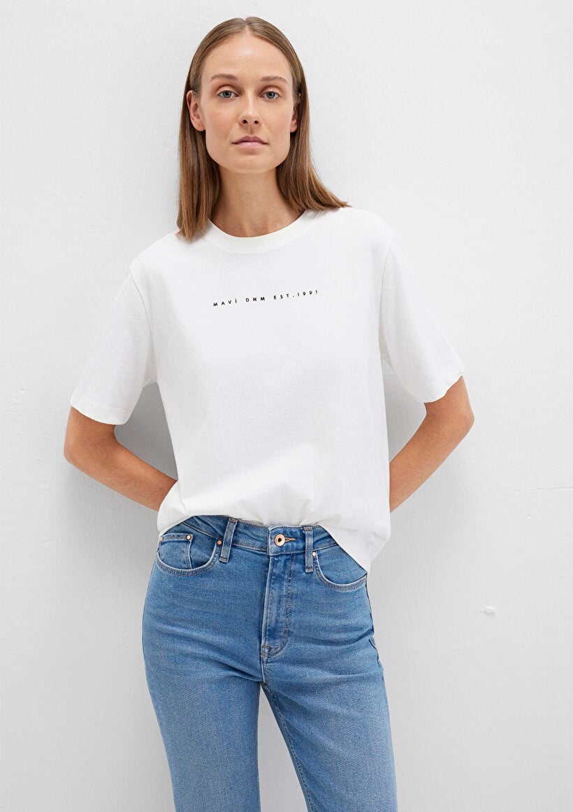 Mavi MAVİ BASKILI TİŞÖRT Kırık Beyaz Kırık Beyaz Kadın T-Shirt