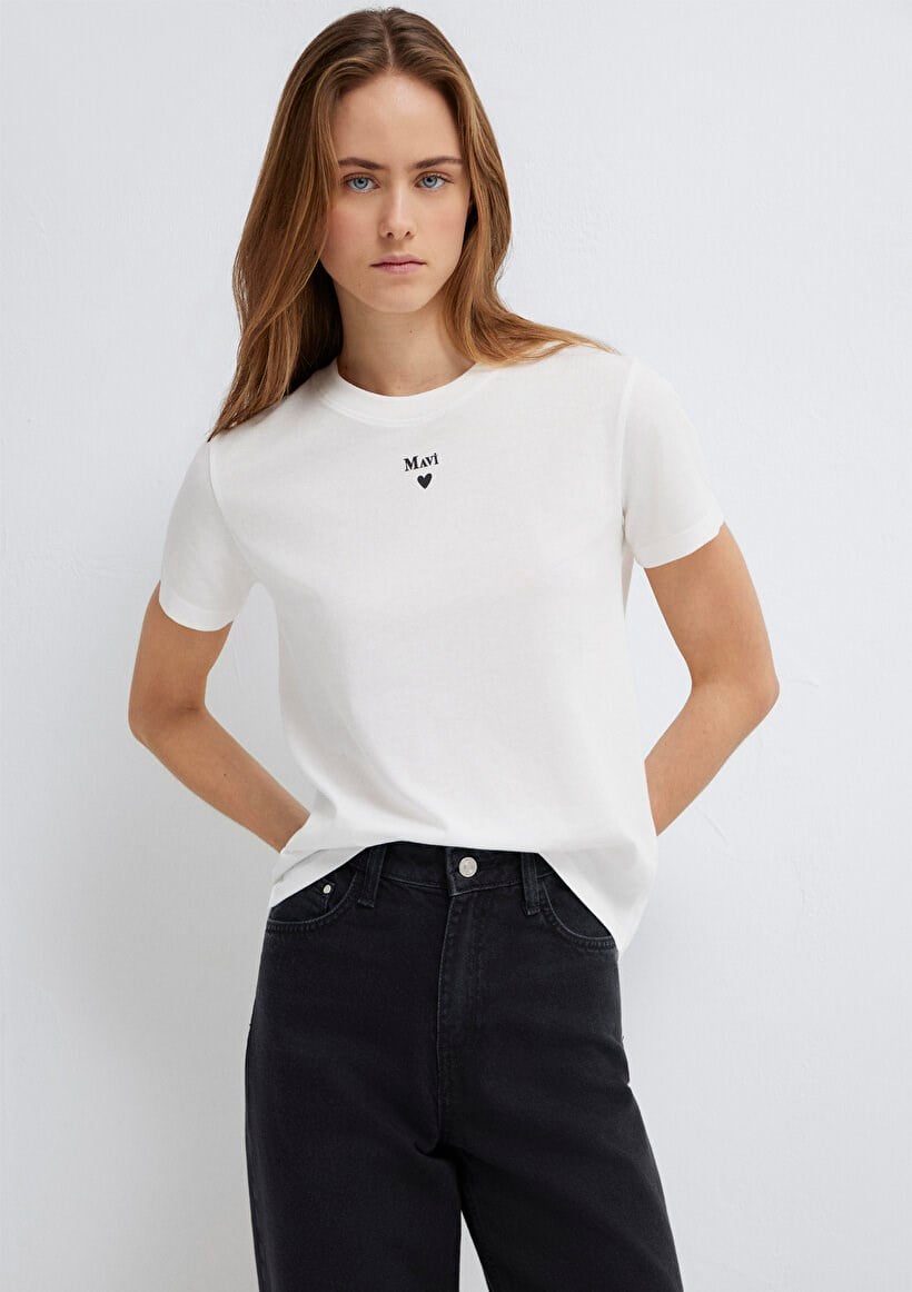 Mavi MAVI BASKILI TISÖRT Kırık Beyaz Kırık Beyaz Kadın T-Shirt