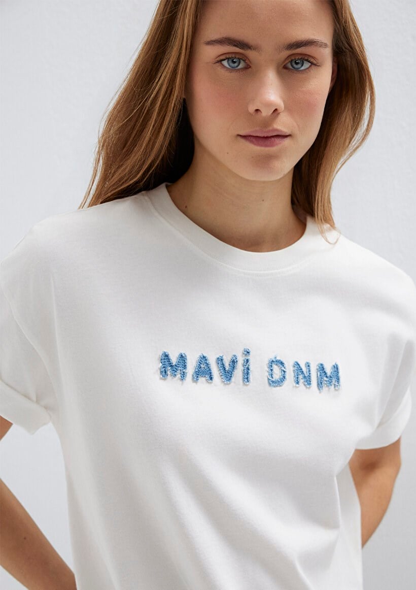 Mavi MAVİ BASKILI TİŞÖRT Kırık Beyaz Kırık Beyaz Kadın T-Shirt