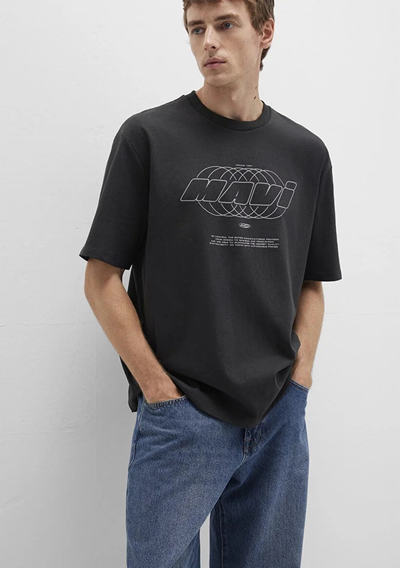 Mavi MAVi BASKiLi TİŞÖRT Koyu Gri Gri Erkek T-Shirt