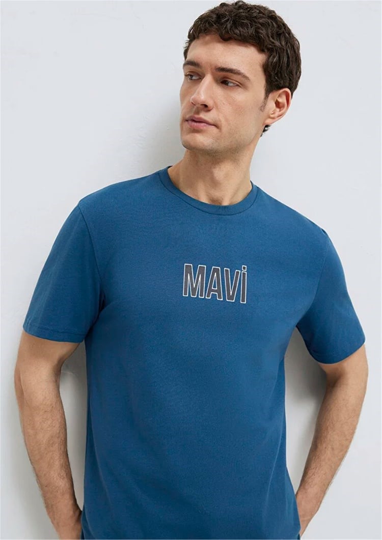 Mavi MAVİ BASKILI TİŞÖRT Petrol Mavi Petrol Erkek T-Shirt