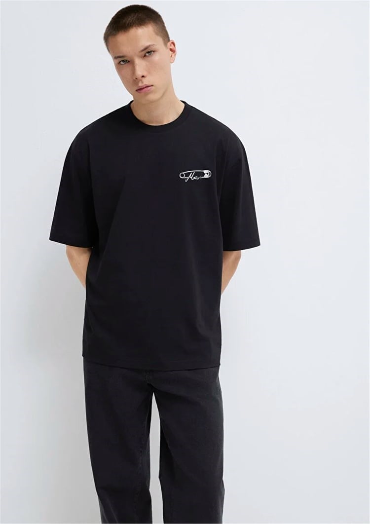 Mavi MAVİ BASKILI TİŞÖRT Siyah Siyah Erkek T-Shirt