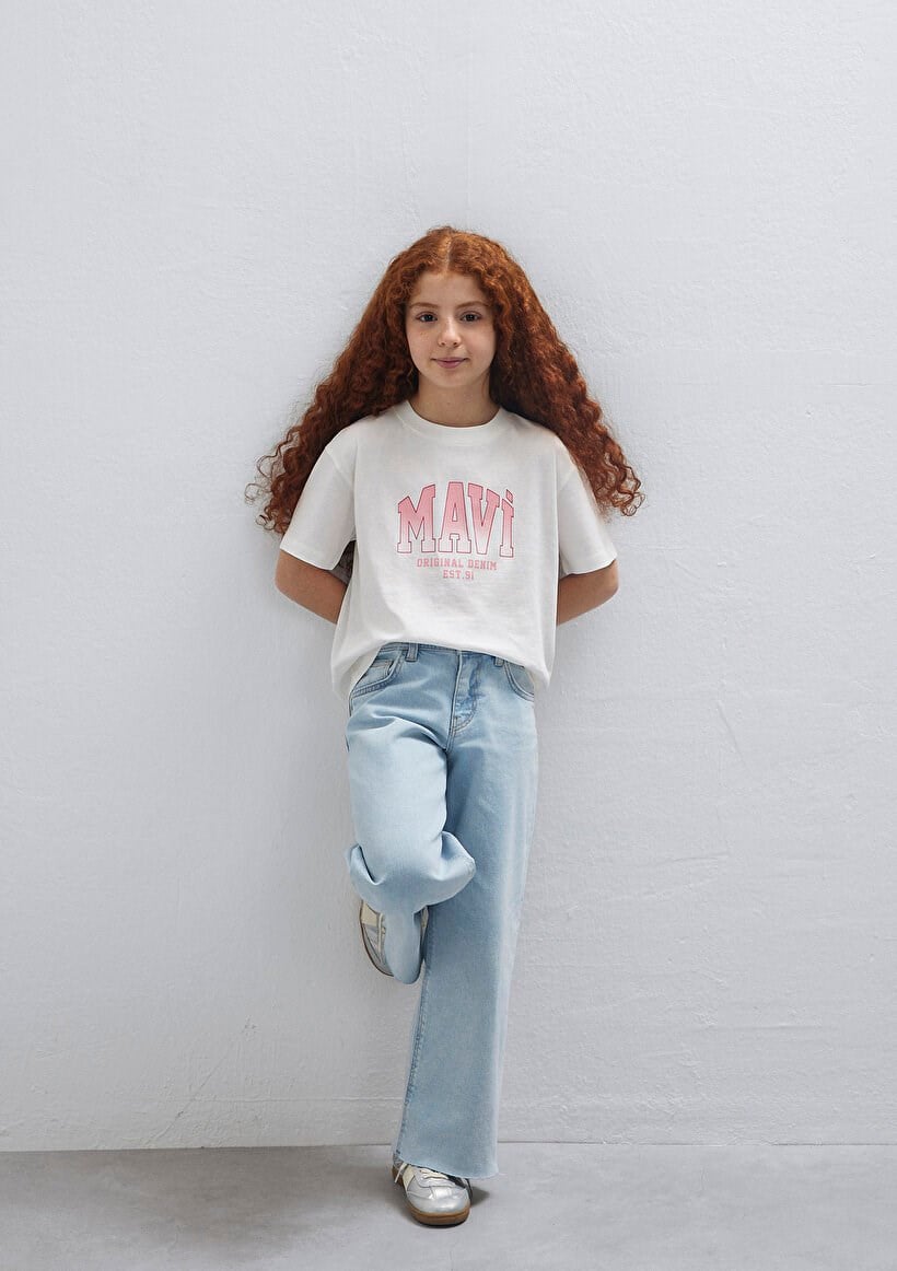 Mavi MAVİ JENERİK LOGO BASKILI TİŞÖRT Kırık B Beyaz Kız Çocuk T-Shirt