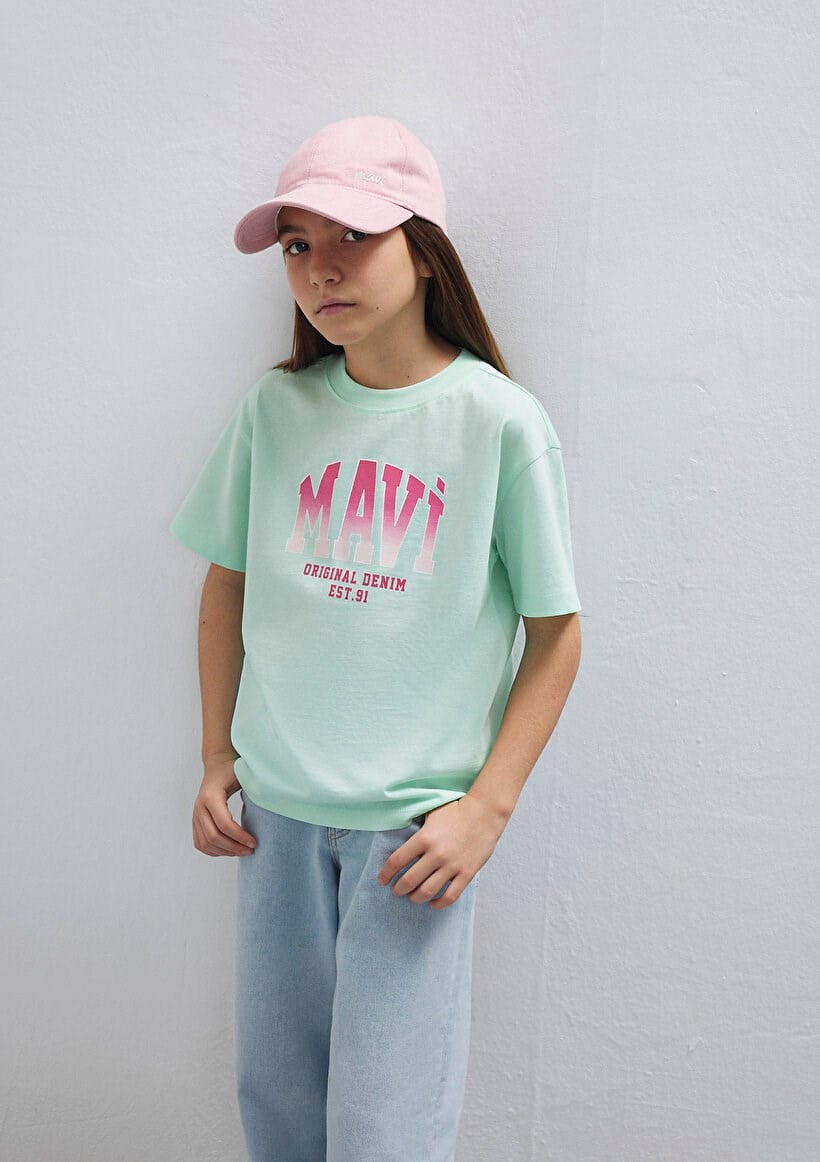 Mavi MAVi JENERiK LOGO BASKiLi TİŞÖRT ACik Tu Turkuaz Kız Çocuk T-Shirt