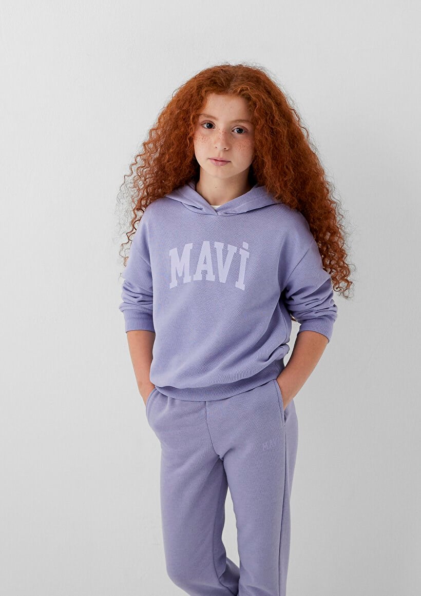 Mavi MAVİ LOGO BASKILI KAPŞONLU SWEATSHIRT Antrasit Kız Çocuk Sweatshirt