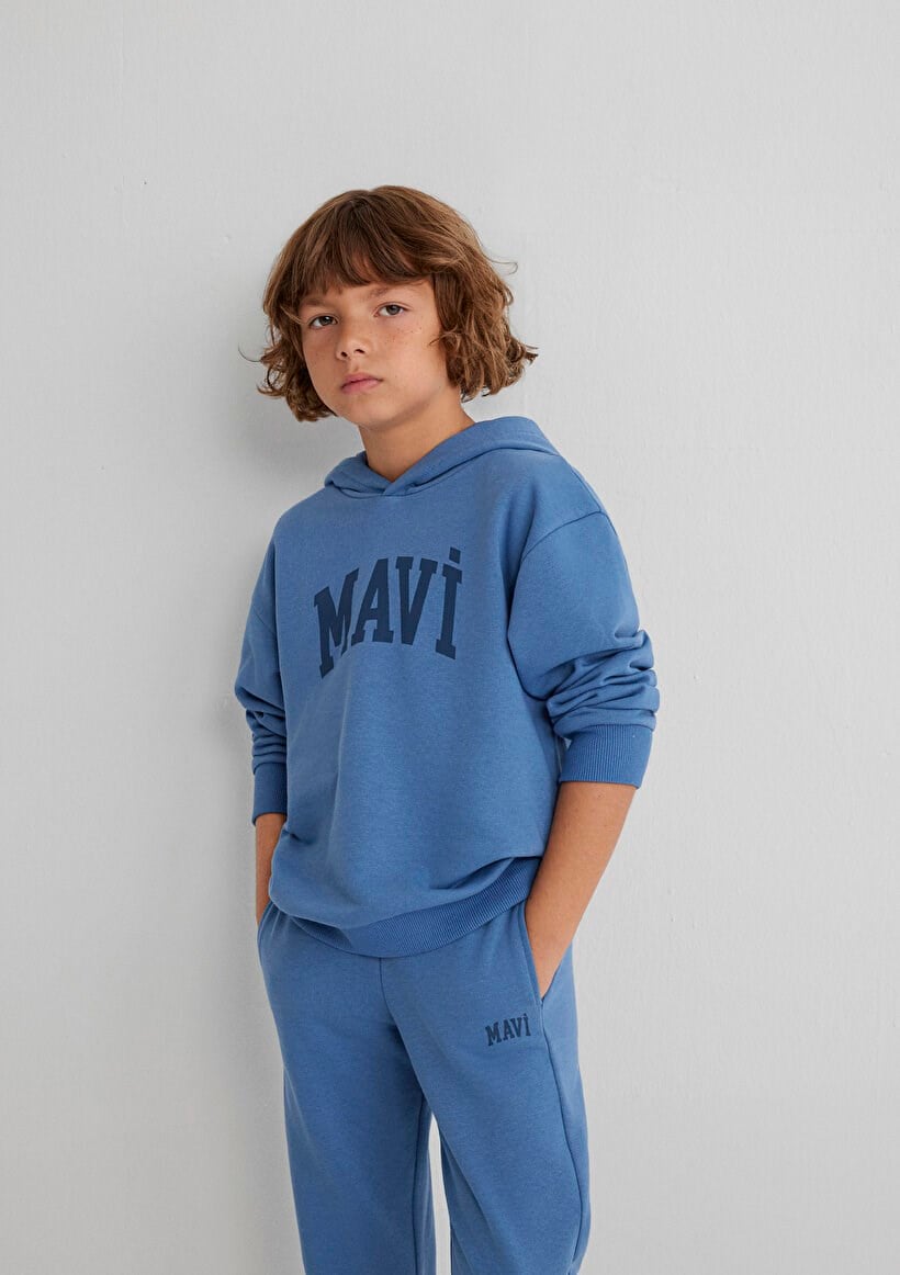 Mavi MAVİ LOGO BASKILI KAPŞONLU SWEATSHIRT Mavi Mavi Erkek Çocuk Sweatshirt