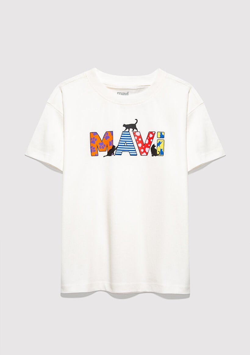 Mavi MAVİ LOGO BASKILI TİŞÖRT Kırık Beyaz Kırık Beyaz Kız Çocuk T-Shirt