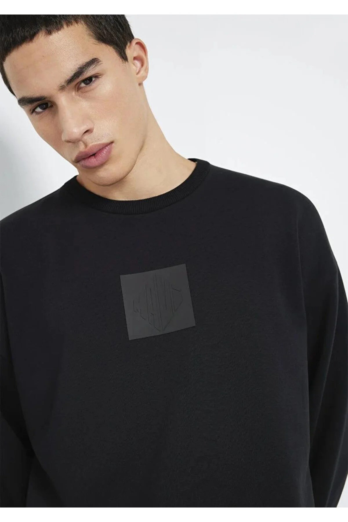 Mavi MAVİ LOGO BİSİKLET YAKA SWEATSHiRT Siyah Siyah Erkek T-Shirt