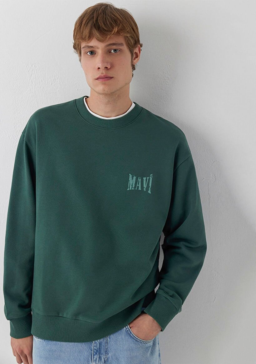 Mavi MAVİ LOGO SWEATSHİRT Derin Orman Yeşili Yeşil Erkek Sweatshirt M0S10659-71580