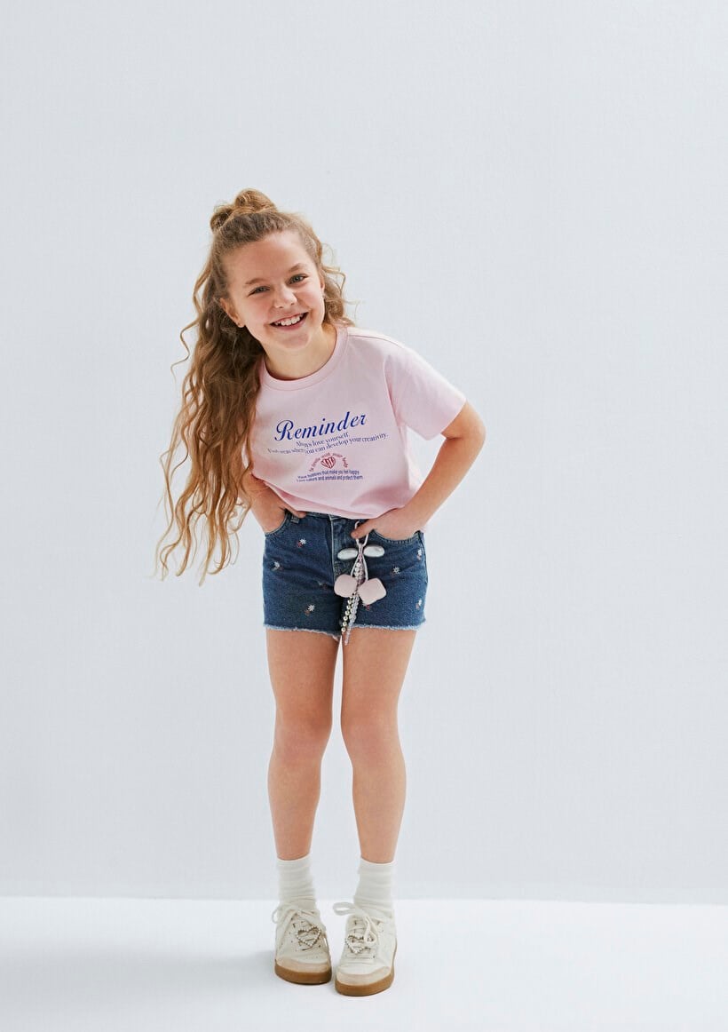 Mavi MELORA Mid Flower  Embroidery Denim Denim Kız Çocuk Şort