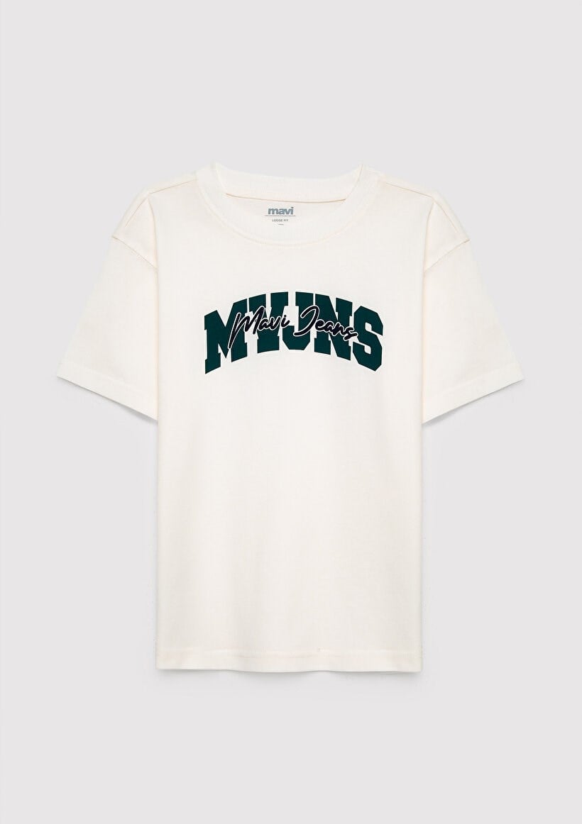 Mavi MVJNS BASKILI LOGO TİŞÖRT Kırık Beyaz Kırık Beyaz Erkek Çocuk T-Shirt