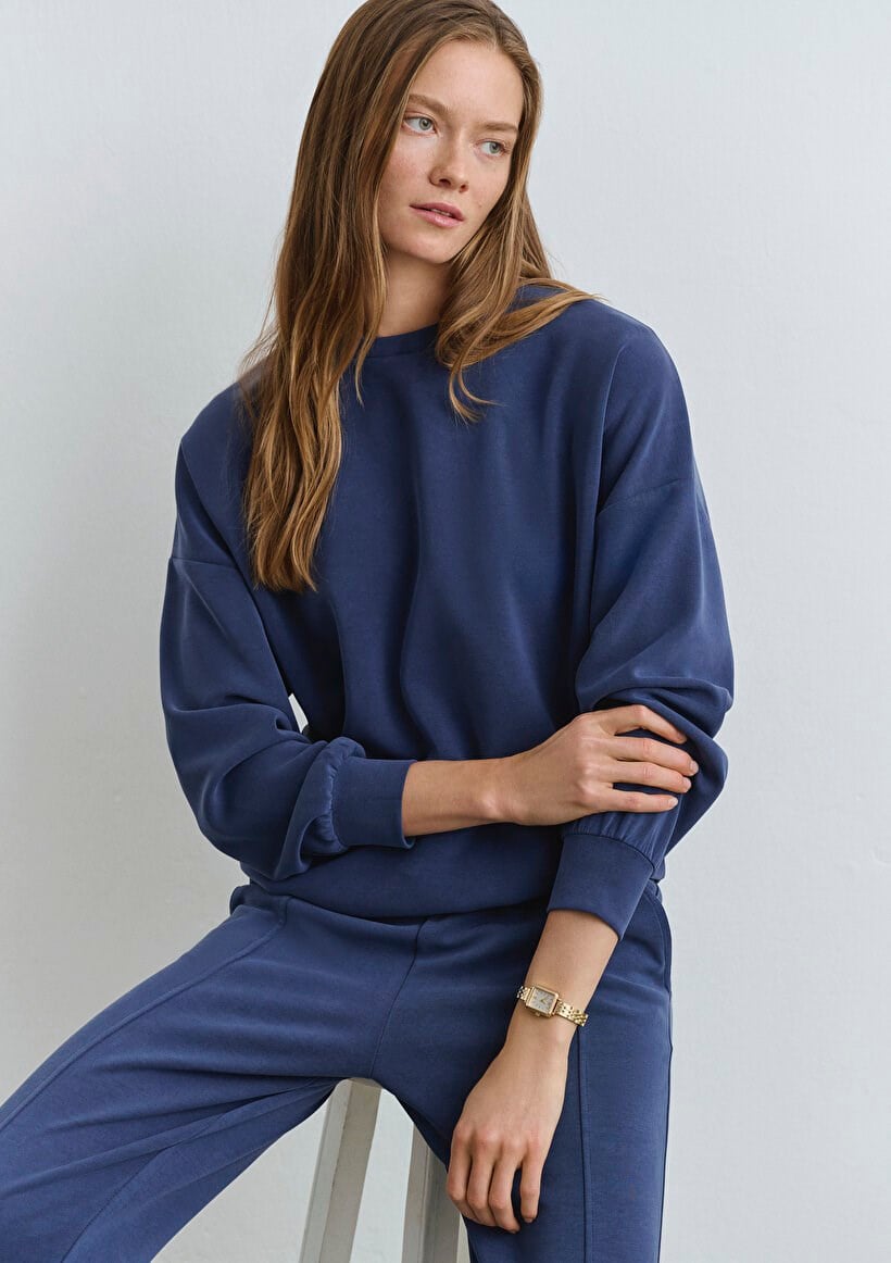 Mavi OVERSiZE SWEATSHiRT Derin Mavi Gri Kadın Sweatshirt