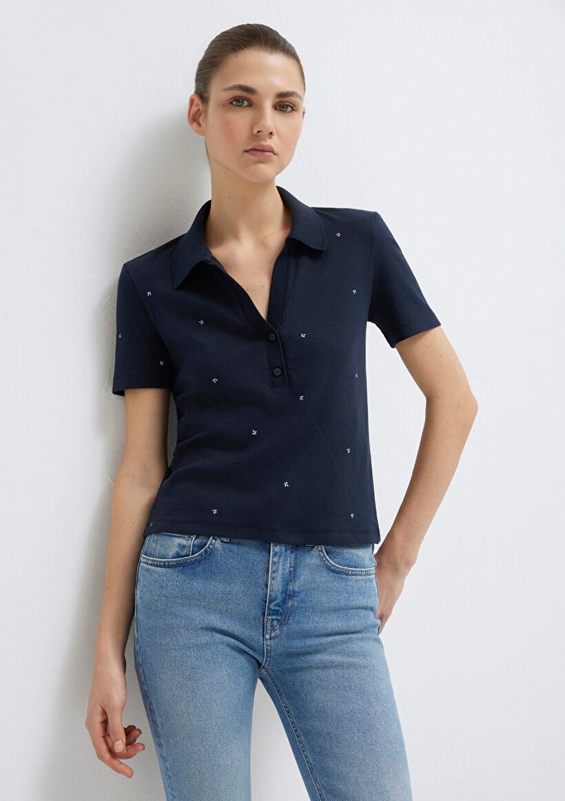Mavi POLO YAKA TİŞÖRT Koyu Lacivert Lacivert Kadın T-Shirt