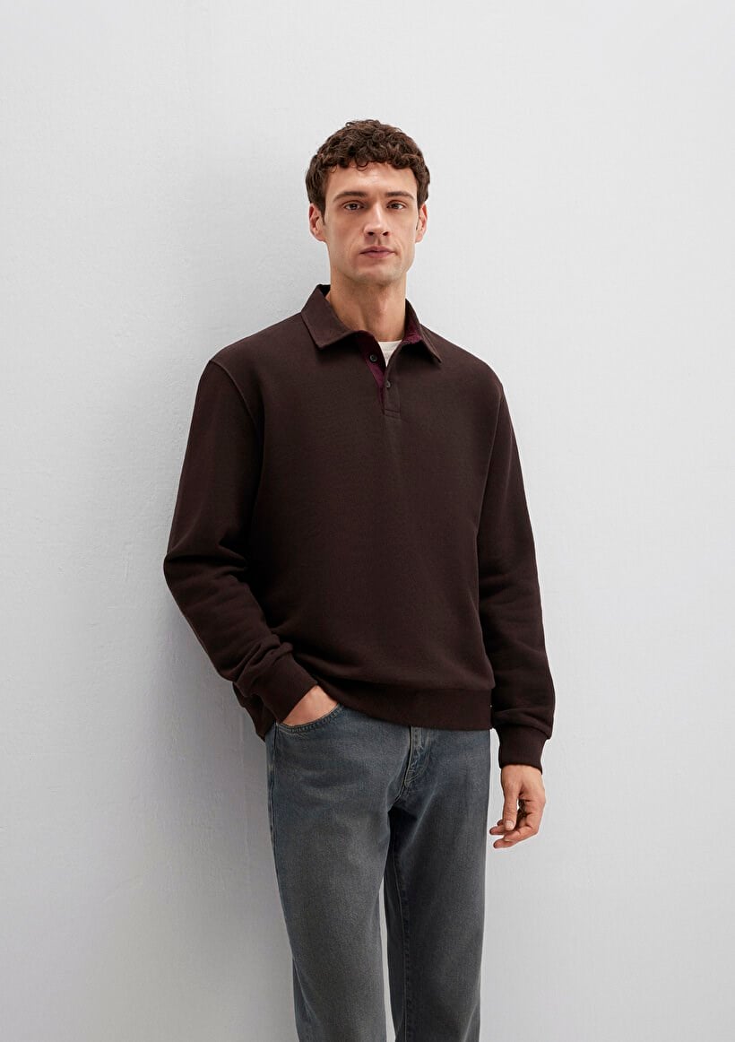 Mavi YARiM DÜĞMELİ SWEATSHiRT Ganache Kahverengi Erkek Sweatshirt
