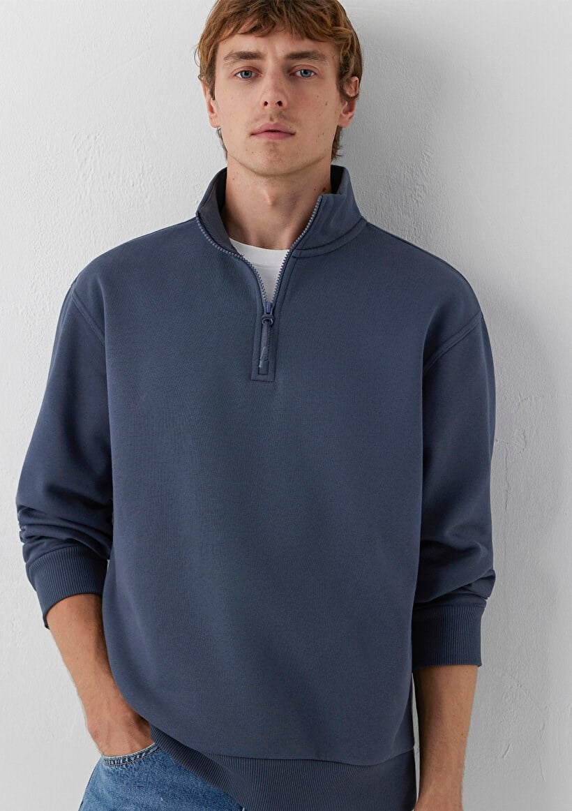 Mavi YARIM FERMUARLI SWEATSHIRT Ombre Mavi Lacivert Erkek Sweatshirt