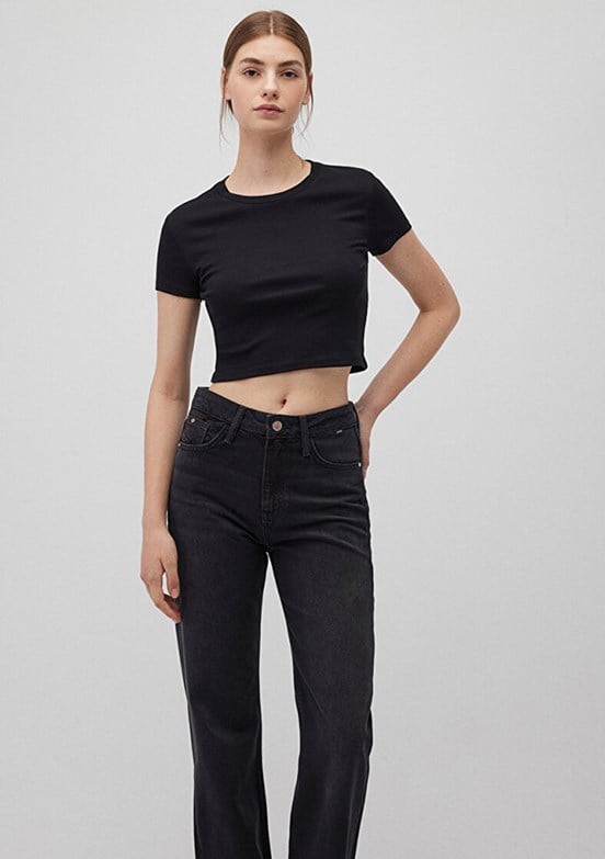 Mavi YUVARLAK YAKA BASiC TİŞÖRT Siyah Siyah Kadın T-Shirt