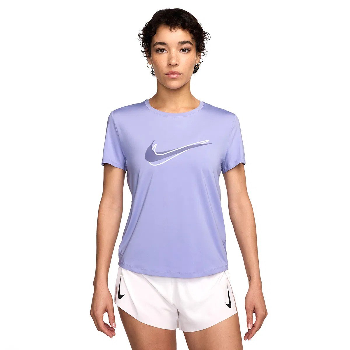 Nike W NK ONE SWSH HBR DF SS TOP Lila Kadın T-Shirt