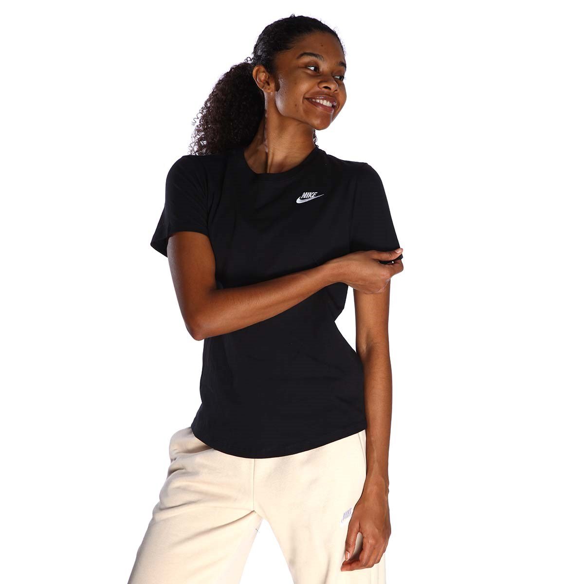 Nike W NSW CLUB SS TEE Siyah Kadın T-Shirt