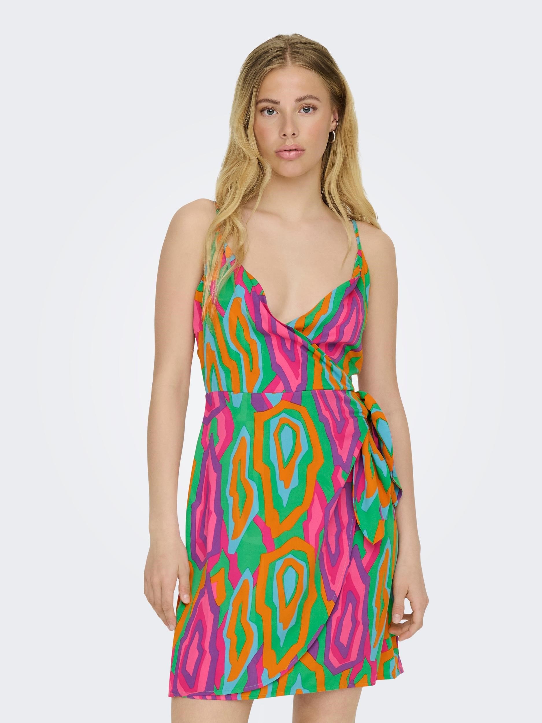 Only ONLALMA LIFE VIS ISA WRAP DRESS AOP Yeşil Kadın Elbise