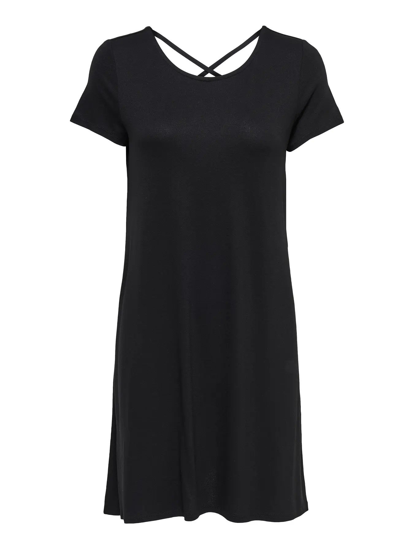 Only ONLBERA BACK LACE UP S/S DRESS JRS NOOS Siyah Kadın Elbise
