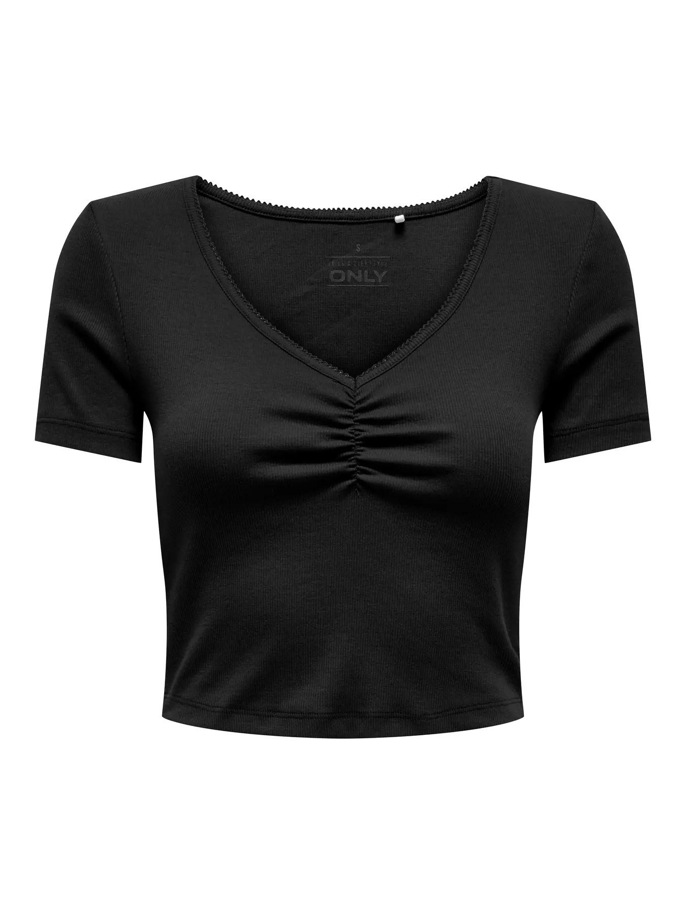 Only ONLBETTY S/S SCALLOP V-NECK CC JRS Siyah Kadın T-Shirt
