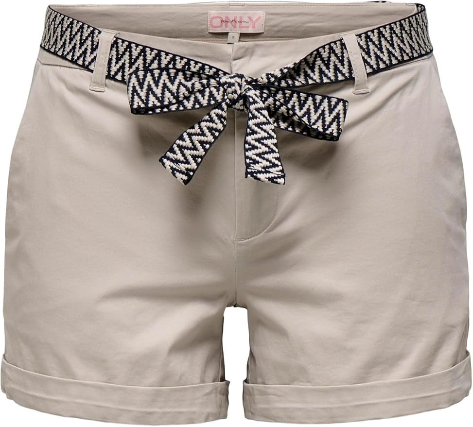 Only ONLBIANA MW COTTON BELT CHINO SHORTS PNT Gri Kadın Şort