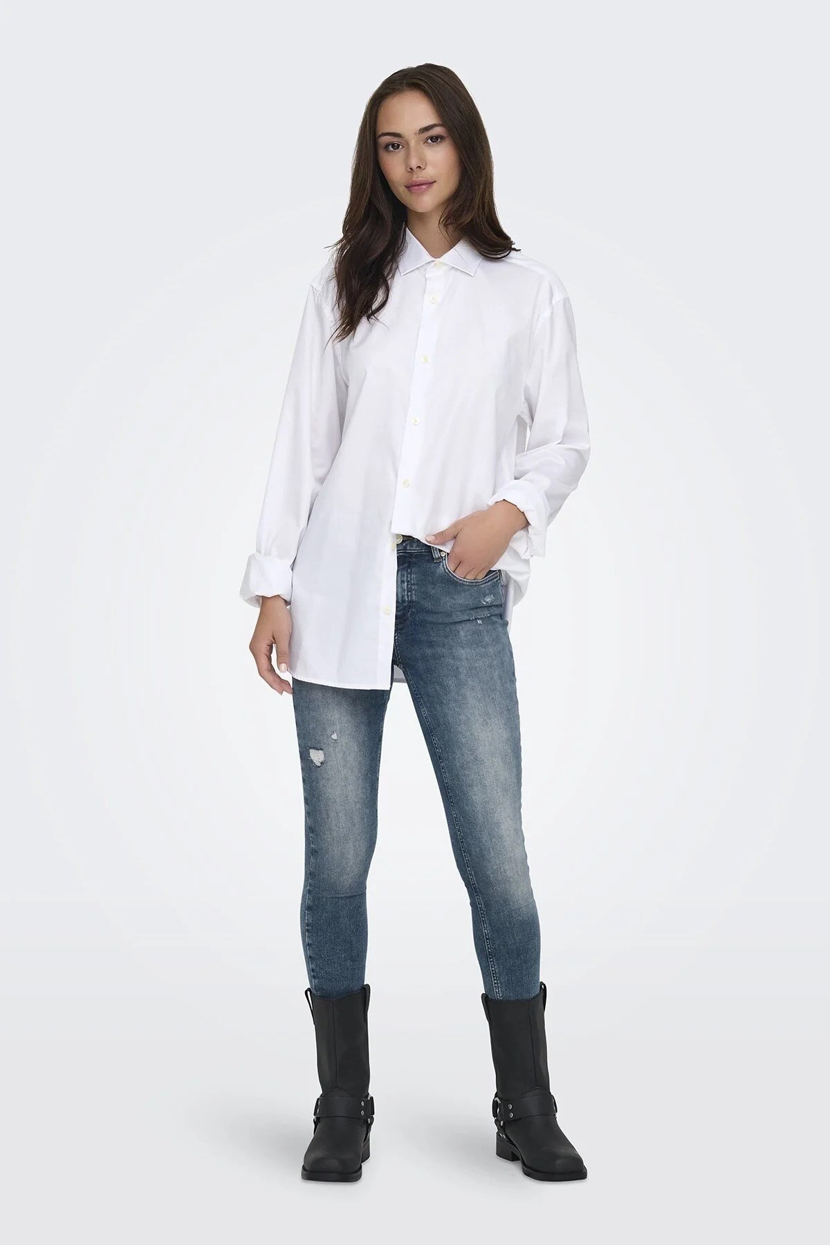 Only ONLBLUSH MID SKIN ANK RW DNM REA593 NOOS Mavi Kadın Kot Pantolon