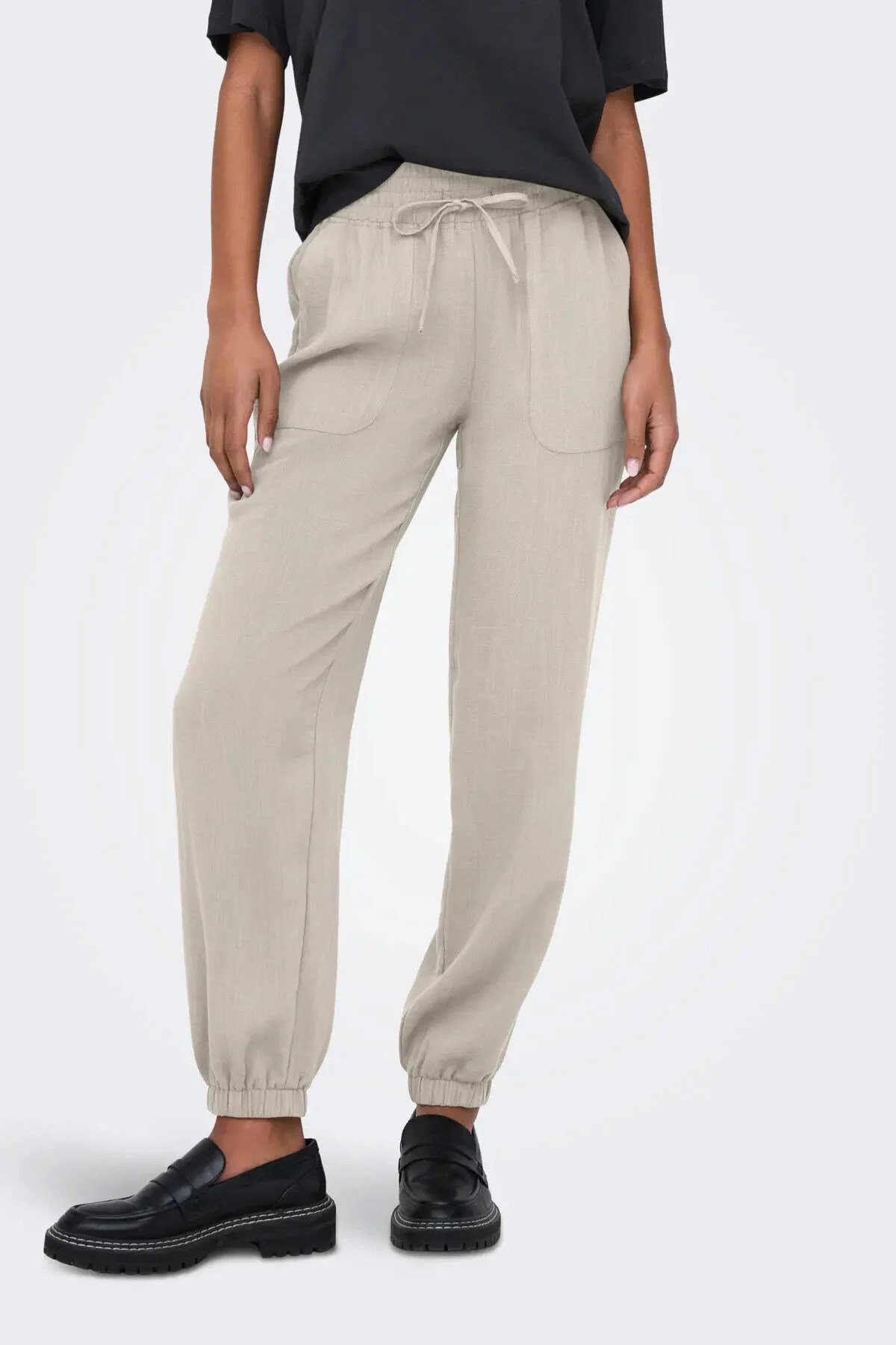 Only ONLBOLZANO HW PULL-UP PANT MOCH PNT Bej Kadın Pantolon