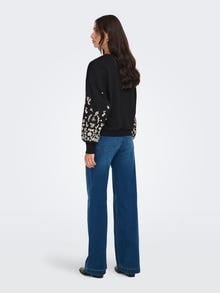 Only ONLBROOKE L/S O-NECK FLOWER SWT NOOS Siyah Kadın Sweatshirt